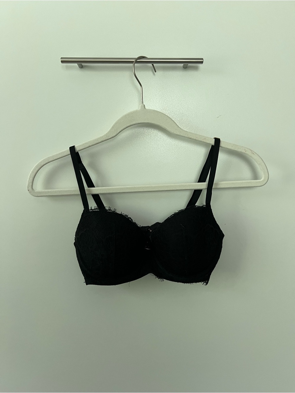 Victoria's Secret Black Lace Balconette Bra with Double Straps